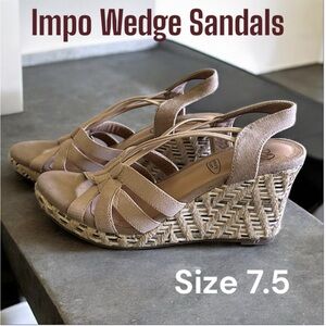 Impo Tan Wedge Sandals with Intricate Straps